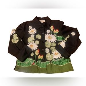 Vintage Carrie Allen‎ NWT Large Women’s Embroidered Floral Jacket Long Sleeve